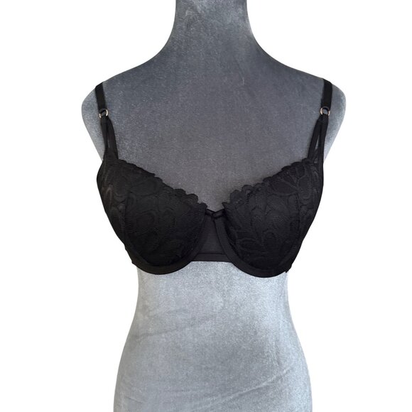 Savage X Fenty Black Lace Push-Up Bra With Underwire & Adjustable Straps Size 36 - Picture 2 of 7